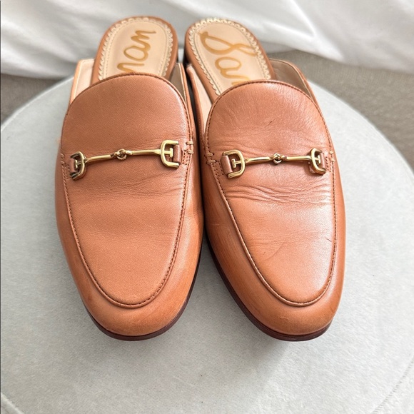 Sam Edelman Shoes - Sam Edelman Cognac Leather Horsebit Slide Loafers